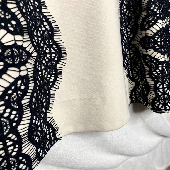 Diane Von Furstenberg Fit & Flare Daniella Lace Panel Mini Dress Cream Black 4 - Picture 7 of 16